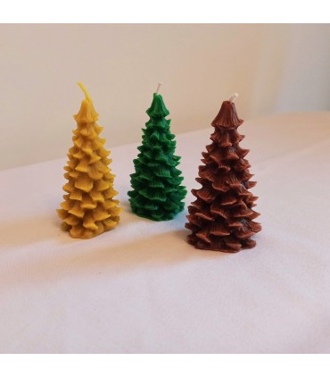 Choinki 8 cm 3 sztuki - Świeczka z wosku pszczelego i stearyny