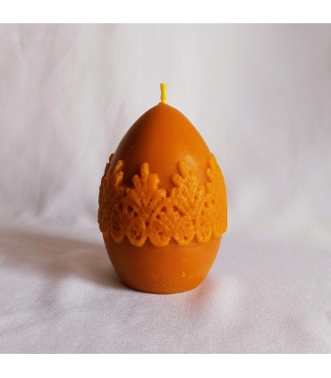 Pisanka z koronką - Świeczka z wosku pszczelego