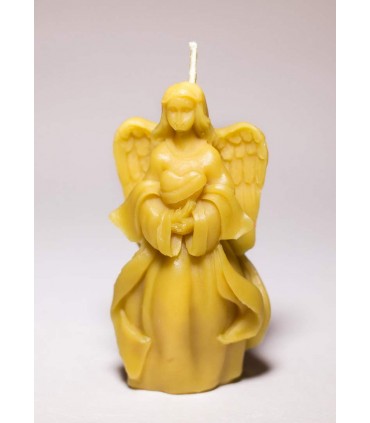 Aniołek z sercem 10 cm - Świeczka z wosku pszczelego