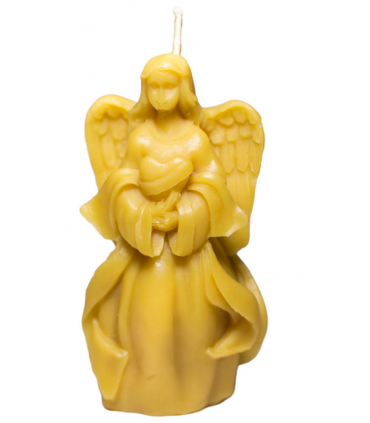 Aniołek z sercem 10 cm - Świeczka z wosku pszczelego