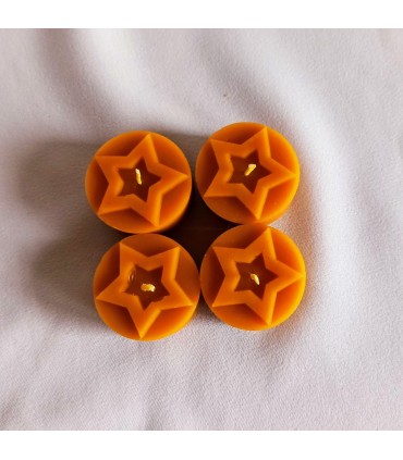 Tealight wkłady gwiazdki 4 sztuki - Świeczka z wosku pszczelego