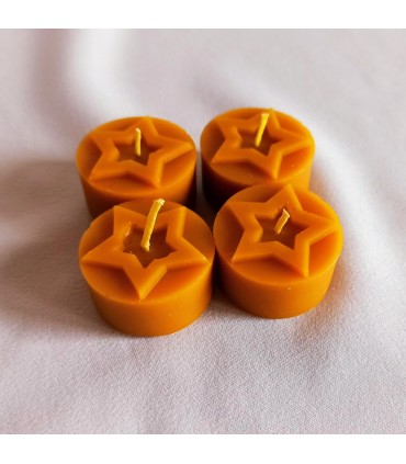 Tealight wkłady gwiazdki 4 sztuki - Świeczka z wosku pszczelego