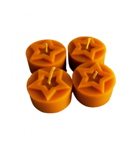 Tealight wkłady gwiazdki 4 sztuki - Świeczka z wosku pszczelego