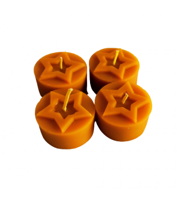 Tealight wkłady gwiazdki 4 sztuki - Świeczka z wosku pszczelego