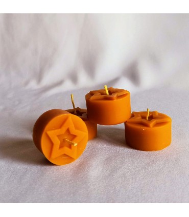 Tealight wkłady gwiazdki 4 sztuki - Świeczka z wosku pszczelego
