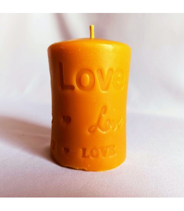 Walec LOVE 9 cm - Świeczka z wosku pszczelego