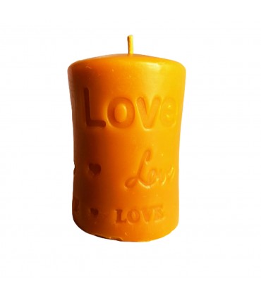 Walec LOVE 9 cm - Świeczka z wosku pszczelego