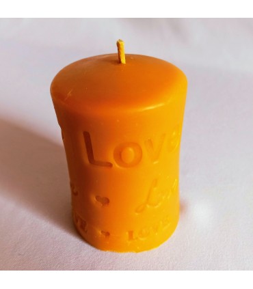 Walec LOVE 9 cm - Świeczka z wosku pszczelego