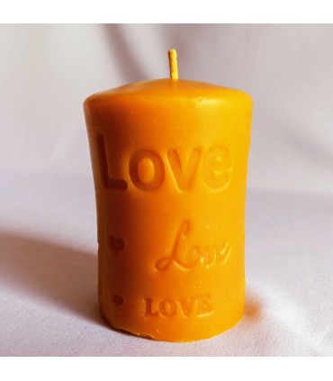 Walec LOVE 9 cm - Świeczka z wosku pszczelego