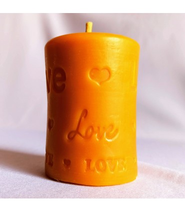 Walec LOVE 9 cm - Świeczka z wosku pszczelego