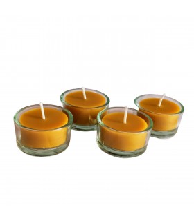 Tealight w szklanych świecznikach 4 sztuki - Świeczka z wosku pszczelego