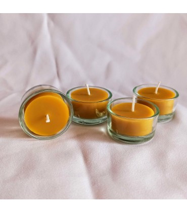 Tealight w szklanych świecznikach 4 sztuki - Świeczka z wosku pszczelego