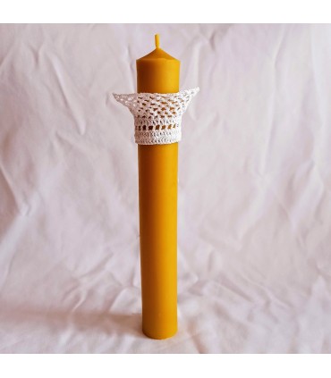 Gromnica z ozdobnym okapnikiem 28 cm - Świeca z wosku pszczelego