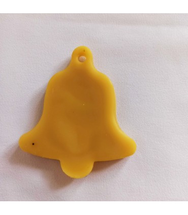 Dzwoneczek z Mikołajem - Zawieszka na choinkę z wosku pszczelego