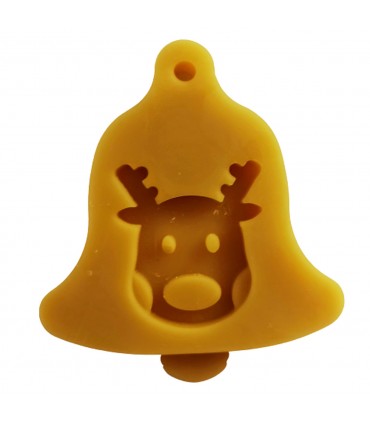Dzwoneczek z reniferem 2 - Zawieszka na choinkę z wosku pszczelego