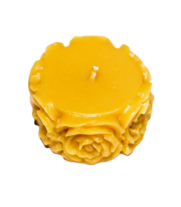 Walec ozdobiony kwiatkami - Świeca z wosku pszczelego