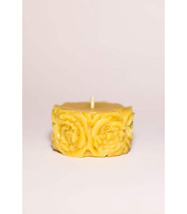 Walec ozdobiony kwiatkami - Świeca z wosku pszczelego