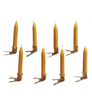 Klipsy do świeczek na choinkę złote, bez talerzyka i świeczki z wosku pszczelego gładkie 8 sztuk