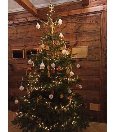 Klipsy do świeczek na choinkę złote, bez talerzyka  i świeczki z wosku pszczelego z wzorem węzy 8 sztuk