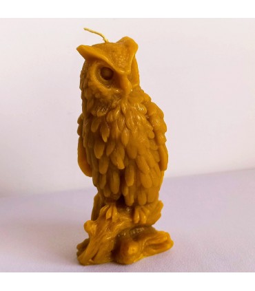 Sowa 13 cm - Świeczka z wosku pszczelego