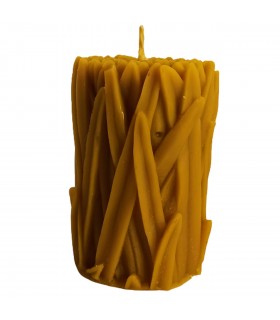 Walec z trawką 9 cm - Świeca z wosku pszczelego