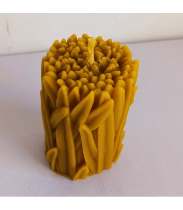 Walec z trawką 9 cm - Świeca z wosku pszczelego