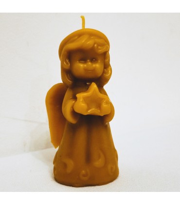 Aniołek z gwiazdką 9 cm - Świeczka z wosku pszczelego