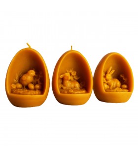 Pisanki z zajączkiem, kurczakiem i barankiem - Świeczka z wosku pszczelego