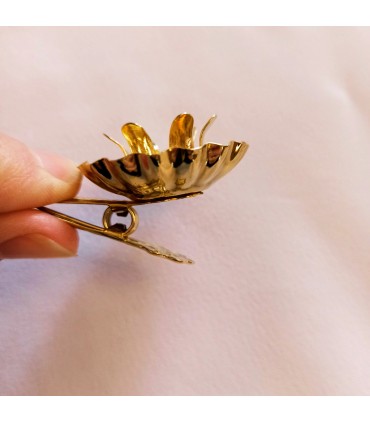 Klipsy do świeczek na choinkę, złote, z talerzykiem, 8 sztuk 14 mm