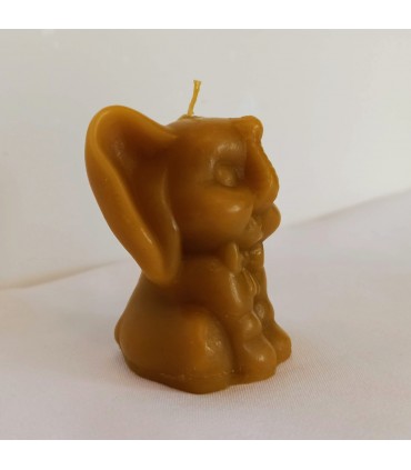 Słonik z kokardą 6,5 cm - Świeczka z wosku pszczelego
