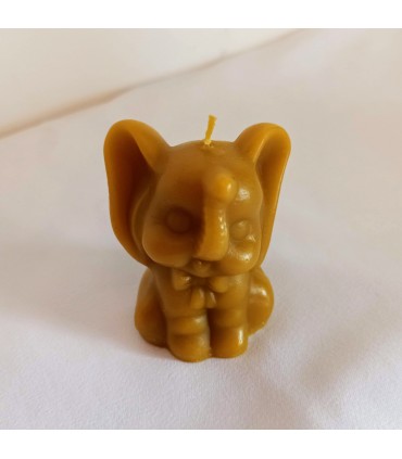 Słonik z kokardą 6,5 cm - Świeczka z wosku pszczelego