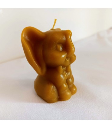 Słonik z kokardą 6,5 cm - Świeczka z wosku pszczelego