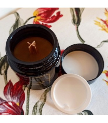 Świeczka w słoiku z drewnianym knotem - Świeczka z wosku pszczelego