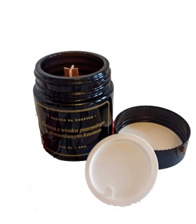 Świeczka w słoiku z drewnianym knotem - Świeczka z wosku pszczelego