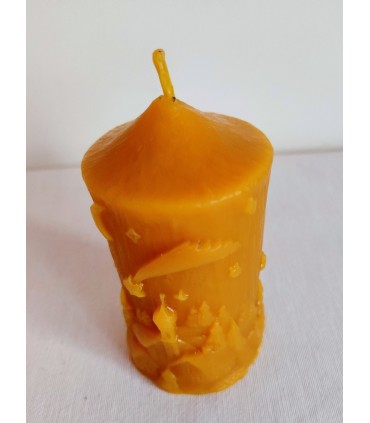 Walec z gwiazdą betlejemską 10 cm - świeca z wosku pszczelego