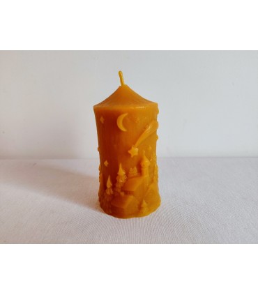 Walec z gwiazdą betlejemską 10 cm - świeca z wosku pszczelego