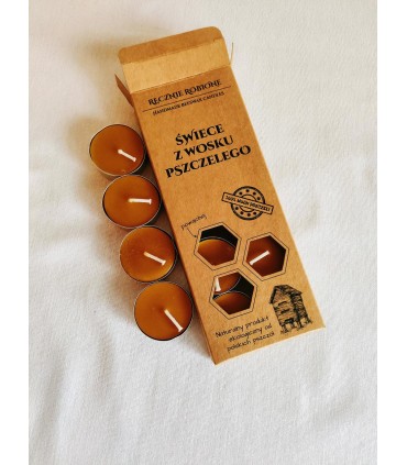Tealight w aluminiowych osłonkach w pudełku 10 sztuk - Świeczka z wosku pszczelego