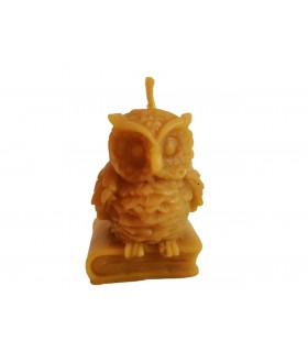 Sowa na książce większa 6 cm - Świeczka z wosku pszczelego