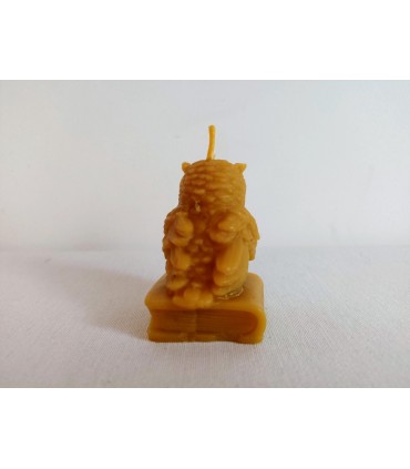 Sowa na książce większa 6 cm - Świeczka z wosku pszczelego