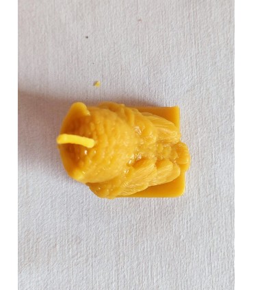 Sowa na książce większa 6 cm - Świeczka z wosku pszczelego