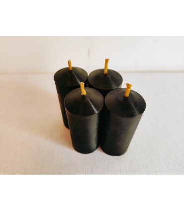 Walce gładkie czarne 7,7 cm 4 sztuki - świeca z wosku pszczelego