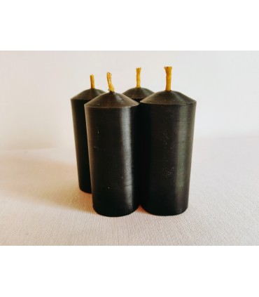 Walce gładkie czarne 7,7 cm 4 sztuki - świeca z wosku pszczelego