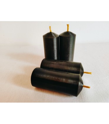 Walce gładkie czarne 7,7 cm 4 sztuki - świeca z wosku pszczelego