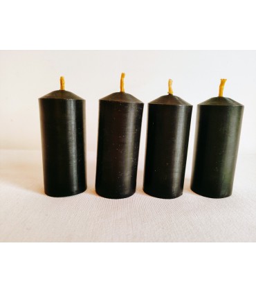 Walce gładkie czarne 7,7 cm 4 sztuki - świeca z wosku pszczelego