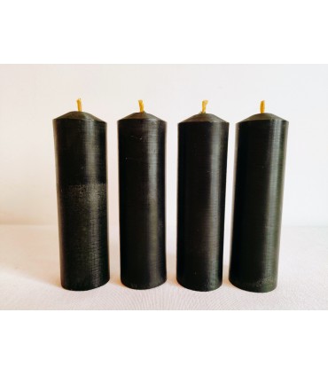 Walce gładkie czarne 11 cm 4 sztuki - świeca z wosku pszczelego