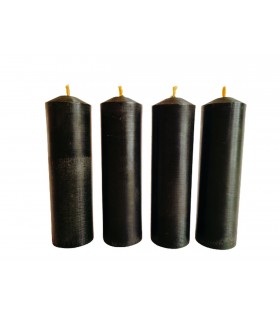 Walce gładkie czarne 11 cm 4 sztuki - świeca z wosku pszczelego