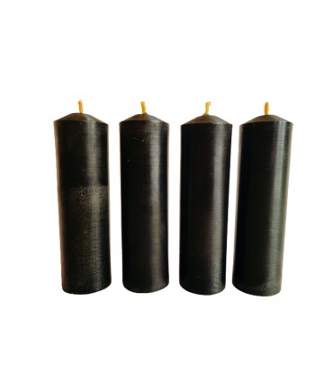 Walce gładkie czarne 11 cm 4 sztuki - świeca z wosku pszczelego