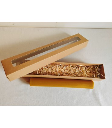 Gromnica 28 cm w szarym pudełku - Świeca z wosku pszczelego