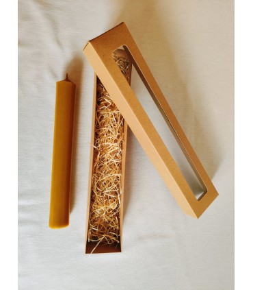 Gromnica 28 cm w szarym pudełku - Świeca z wosku pszczelego