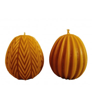 Pisanki prążkowane 2 sztuki - Świeczka z wosku pszczelego